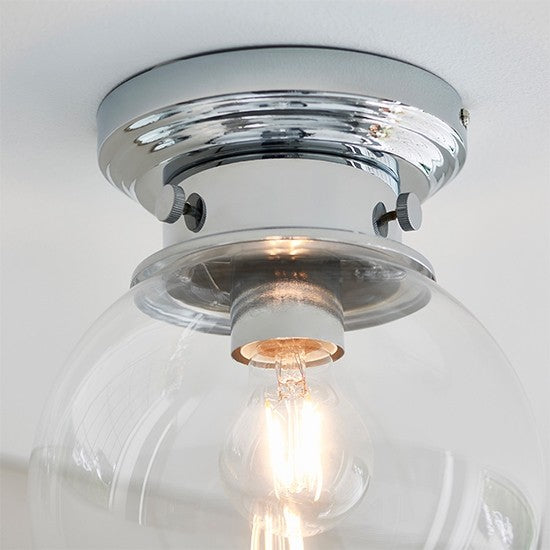 Cheswick Clear Glass Shade Flush Ceiling Light In Chrome