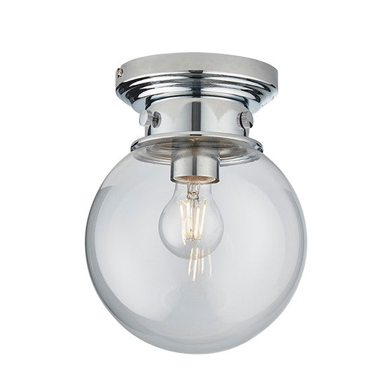 Cheswick Clear Glass Shade Flush Ceiling Light In Chrome