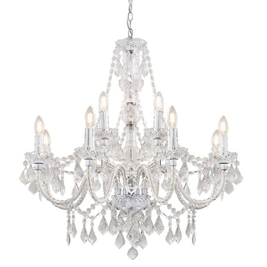 Clarence 12 Lights Clear Acrylic Ceiling Pendant Light Polished Chrome
