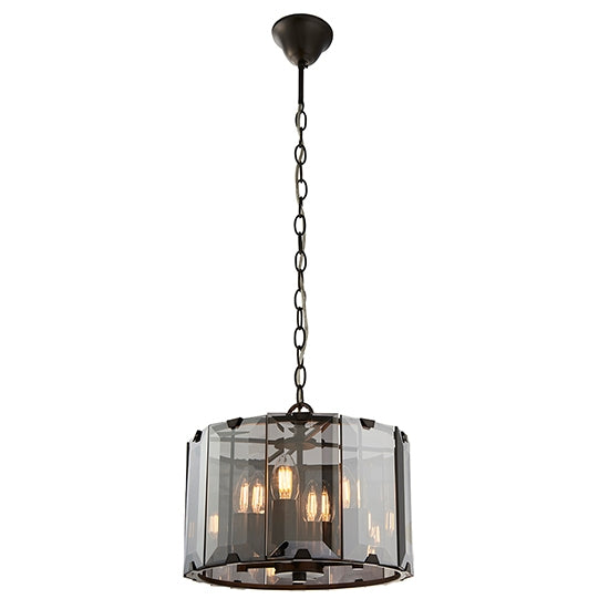 Clooney 4 Lights Ceiling Pendant Light In Tinted Bevelled Glass