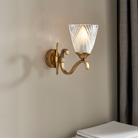Columbia Deco Glass Single Wall Light In Brass