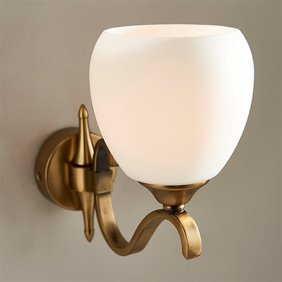 Columbia Opal Glass Single Wall Light In Brass