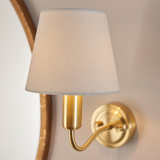Conway Ivory Fabric Shade Wall Light In Satin Brass