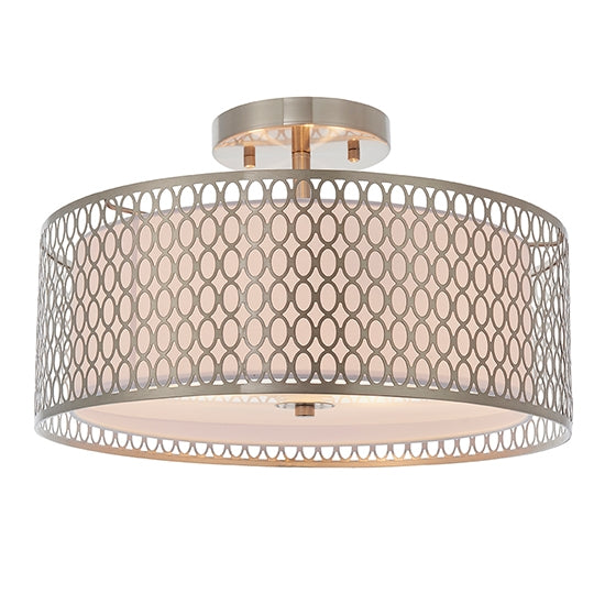 Cordero 3 Lights Frosted Glass Flush Ceiling Light In Satin Nickel