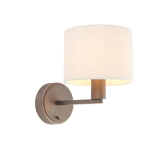 Daley Marble Faux Silk Shade Wall Light In Dark Antique Bronze