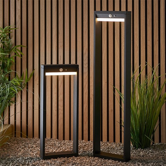 Dannah LED Bollard Photocell And PIR Outdoor Post In Textured Black