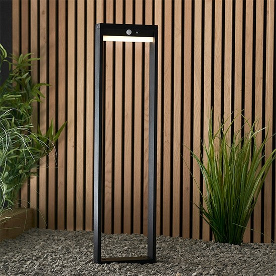 Dannah LED Tall Bollard Photocell And PIR Outdoor Post In Textured Black