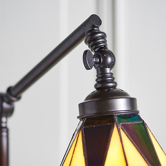 Dark Star Tiffany Glass Task Floor Lamp In Black