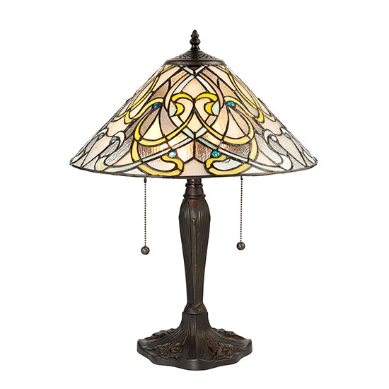 Dauphine Medium Tiffany Glass Table Lamp In Dark Bronze