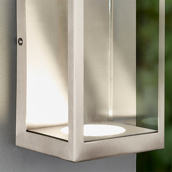 Dean LED Clear Glass Panels Wall Light In Brushed Stainless Steel