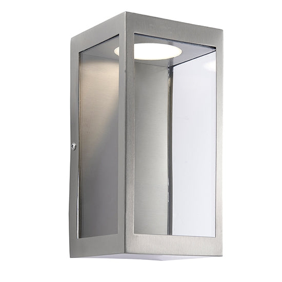 Dean LED Clear Glass Panels Wall Light In Brushed Stainless Steel