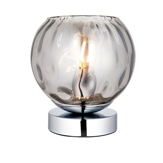 Dimple Smokey Mirrored Glass Shade Table Lamp In Polished Chrome