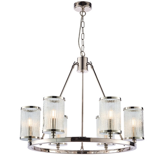 Easton Ribbed Bubble Glass Ceiling Pendant Light Bright Nickel