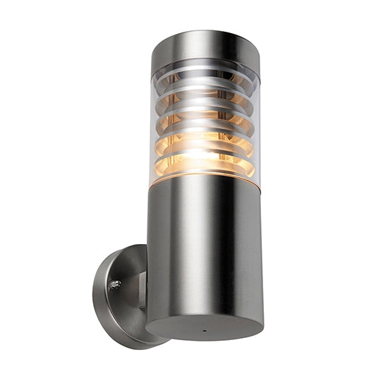 Eaves Clear Polycarbonate Shade Wall Light In Brushed Stainless Steel