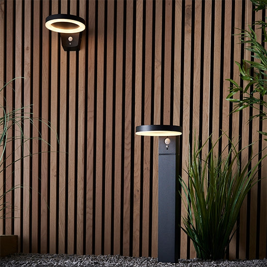 Ebro LED Outdoor Wall Light In Textured Black With White Pc Diffuser