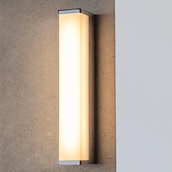 Edge 300 LED Wall Light With Chrome With White Polycarbonate Shade