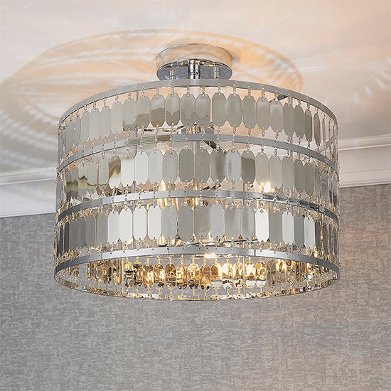 Eldora 3 Lights Flush Ceiling Light Chrome