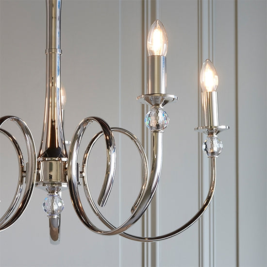 Fabia 5 Lights Clear Crystal Ceiling Pendant Light In Polished Nickel