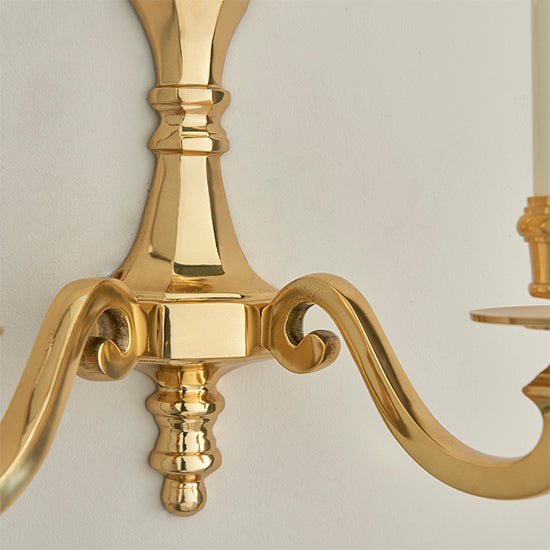 Fenbridge Gloss Cream Twin Wall Light In Solid Brass