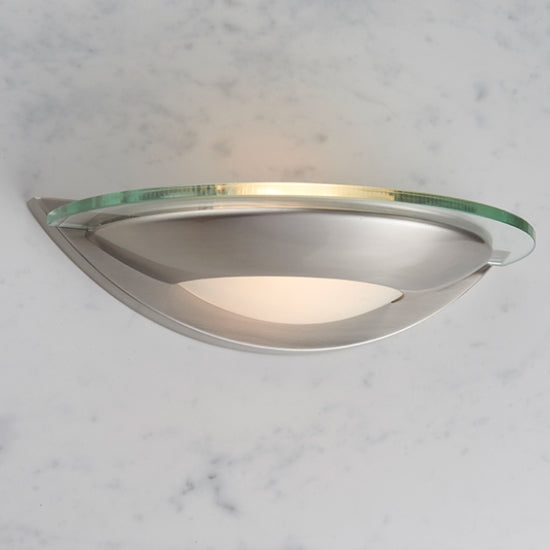Firenz Clear Glass Wall Light In Satin Chrome