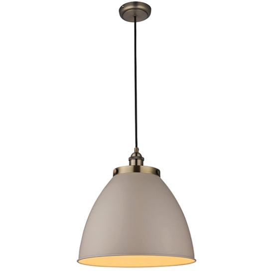 Franklin Large Taupe Shade Ceiling Pendant Light In Antique Brass