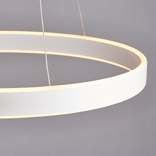 Gen Ring LED Ceiling Pendant Light In Matt White With Frosted Diffuser