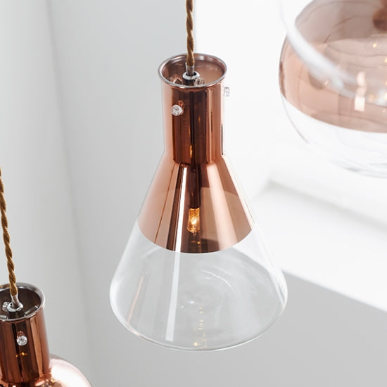 Giamatti 6 Lights Glass Shade Ceiling Pendant Light In Copper
