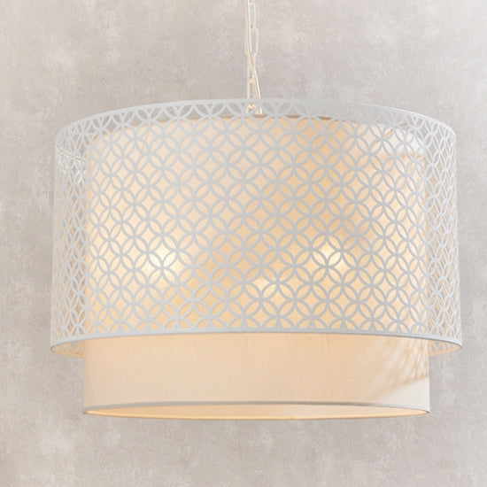 Gilli Large Pale Grey Shade Ceiling Pendant Light In Chalk White
