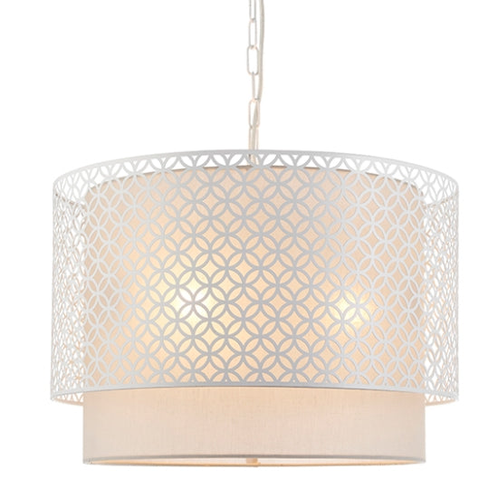 Gilli Large Pale Grey Shade Ceiling Pendant Light In Chalk White