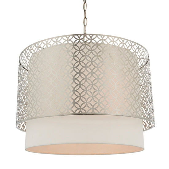 Gilli Large Linen Shade Ceiling Pendant Light Satin Nickel