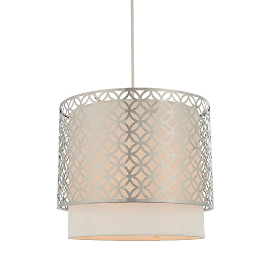Gilli Small Linen Shade Ceiling Pendant Light Satin Nickel