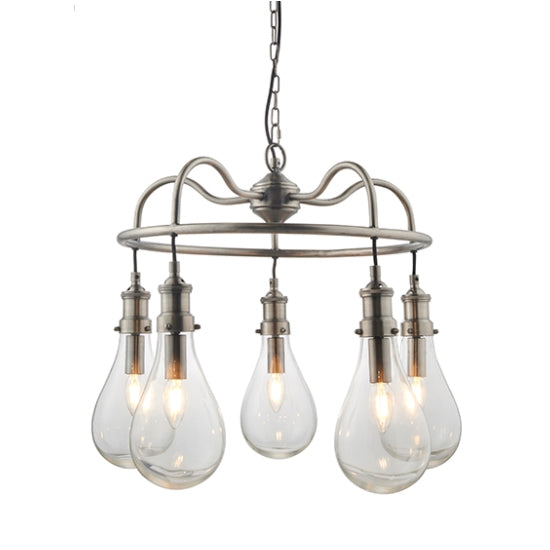 Hadassa Clear Pear Drop Shades Ceiling Pendant Light Antique Nickel