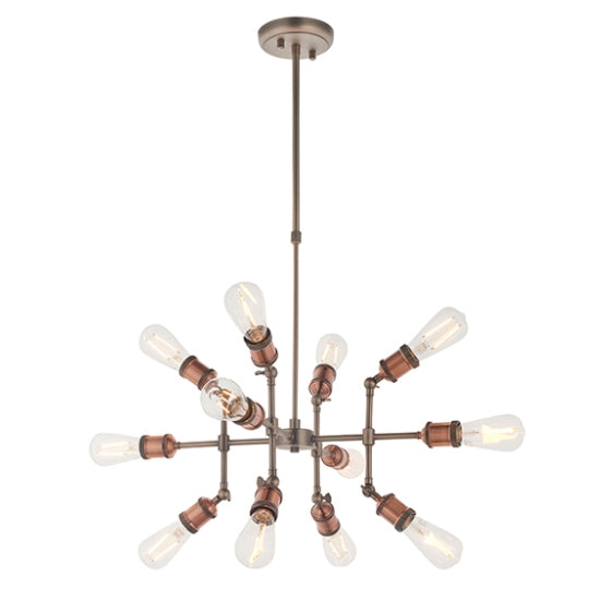 Hal 12 Lights Ceiling Pendant Light Aged Pewter Aged