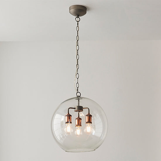 Hal 3 Lights Ceiling Pendant Light In Aged Pewter And Aged Copper