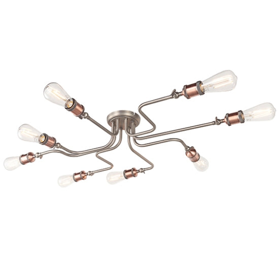 Hal 8 Lights Semi Flush Ceiling Pendant Light Aged Pewter Aged