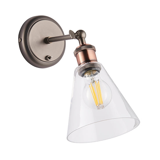 Hal Clear Glass Shade Wall Light In Aged Pewter And Aged Copper