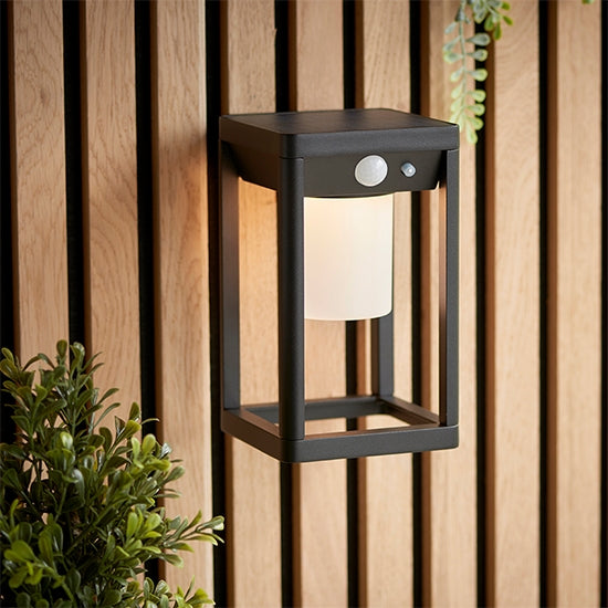 Hallam Outdoor Wall Light In Textured Black With White Pc Diffuser