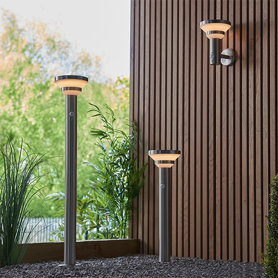 Halton Outdoor Wall Light In Brushed Stainless Steel With White Pc Diffuser
