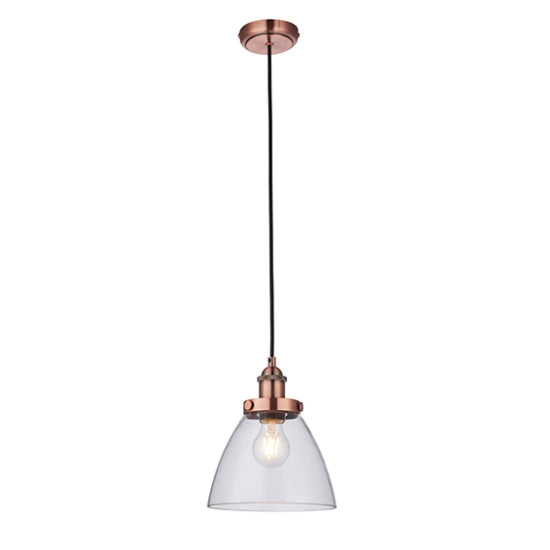 Hansen Clear Glass Shade Ceiling Pendant Light Aged