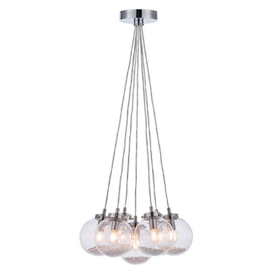 Harbour 7 Lights Clear Bubble Glass Ceiling Pendant Light Chrome