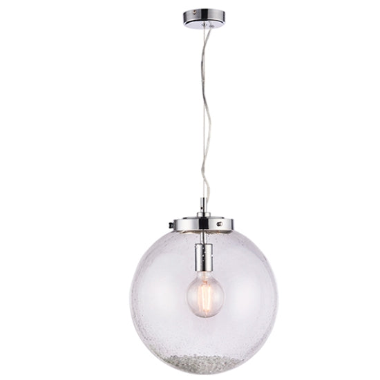 Harbour Large Clear Bubble Glass Ceiling Pendant Light In Chrome