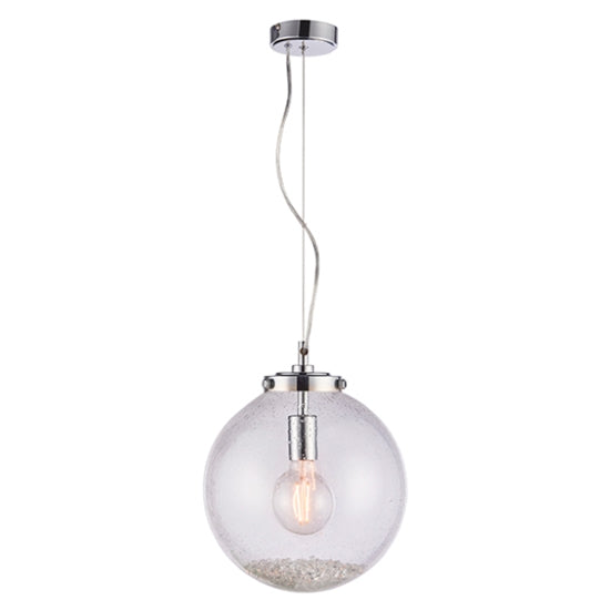 Harbour Small Clear Bubble Glass Ceiling Pendant Light Chrome