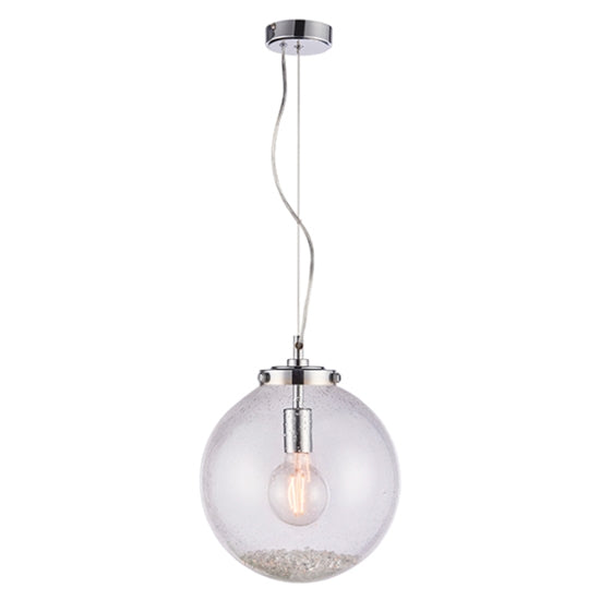 Harbour Small Clear Bubble Glass Ceiling Pendant Light In Chrome