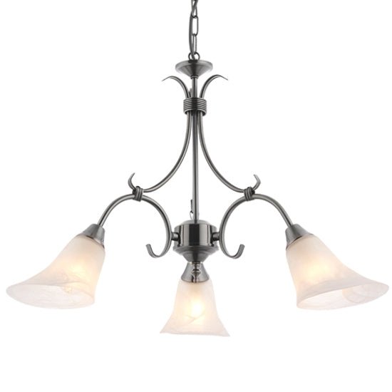 Hardwick 3 Lights Frosted Glass Ceiling Pendant Light In Antique Silver