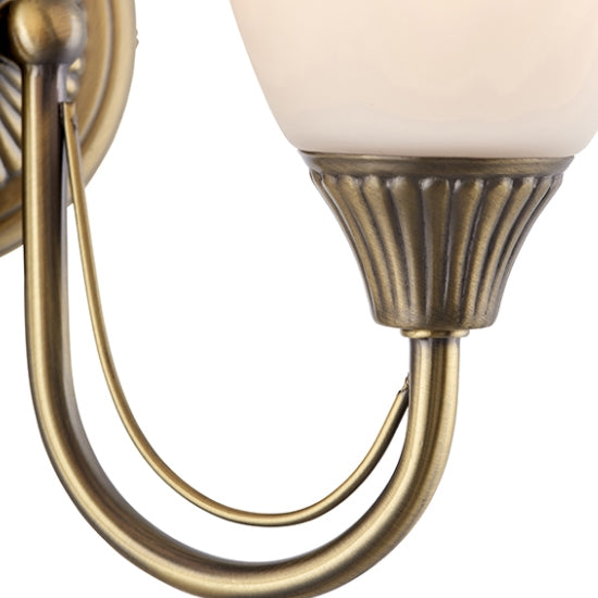 Hardwick Opal Glass 2 Lights Wall Light In Antique Brass