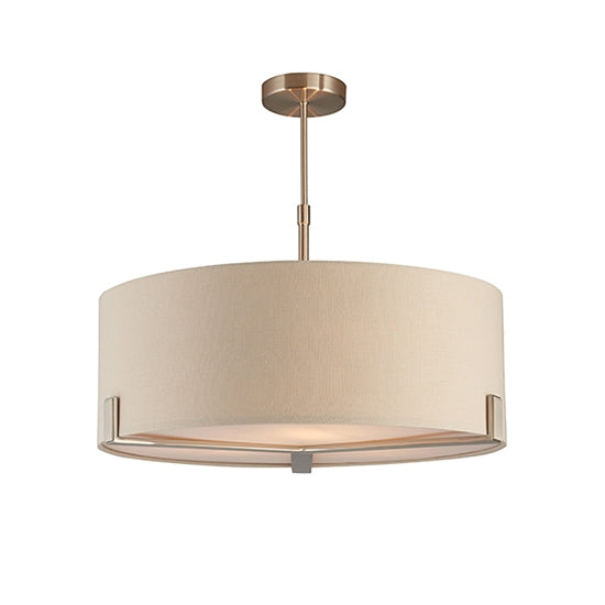 Hayfield 3 Lights Pale Grey Cylinder Shade Ceiling Pendant Light In Nickel