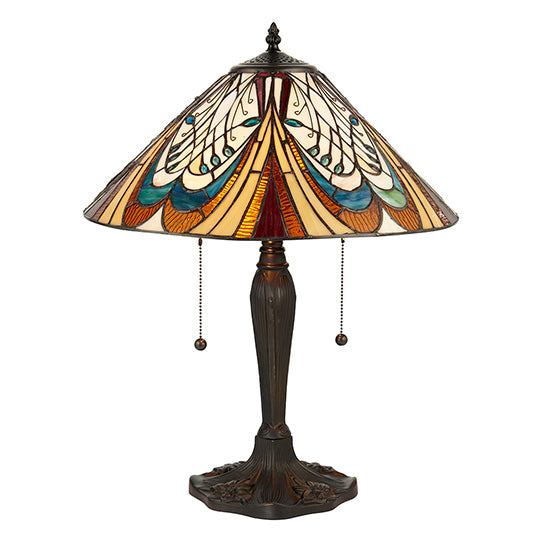 Hector Medium Tiffany Glass Table Lamp In Dark Bronze
