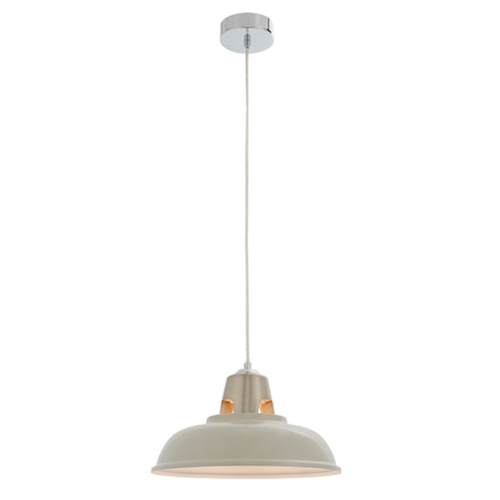 Henley Gloss Taupe Ceiling Pendant Light In Satin Nickel