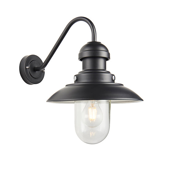 Hereford Traditional Clear Glass Shade Wall Light In Matt Black