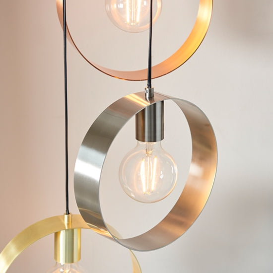 Hoop 3 Lights Ceiling Pendant Light In Brushed Brass